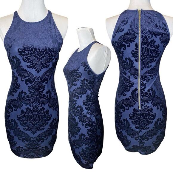 B. Darlin‎ Velvet Damask Bodycon Dress Juniors 1 Formal Retro Glam Prom Clubwear - Picture 1 of 7